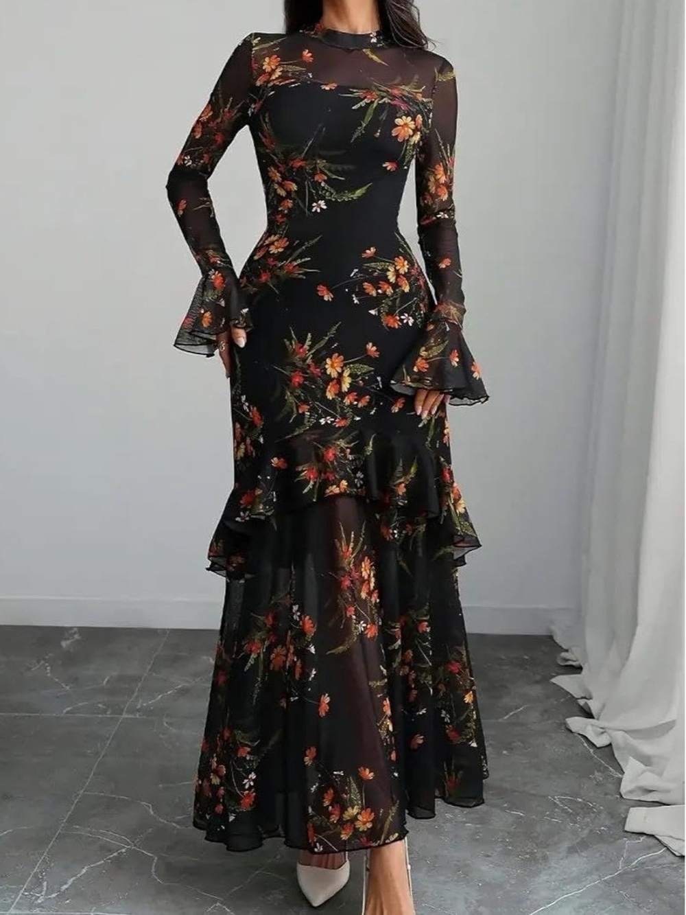 Black Floral Maxi Dress